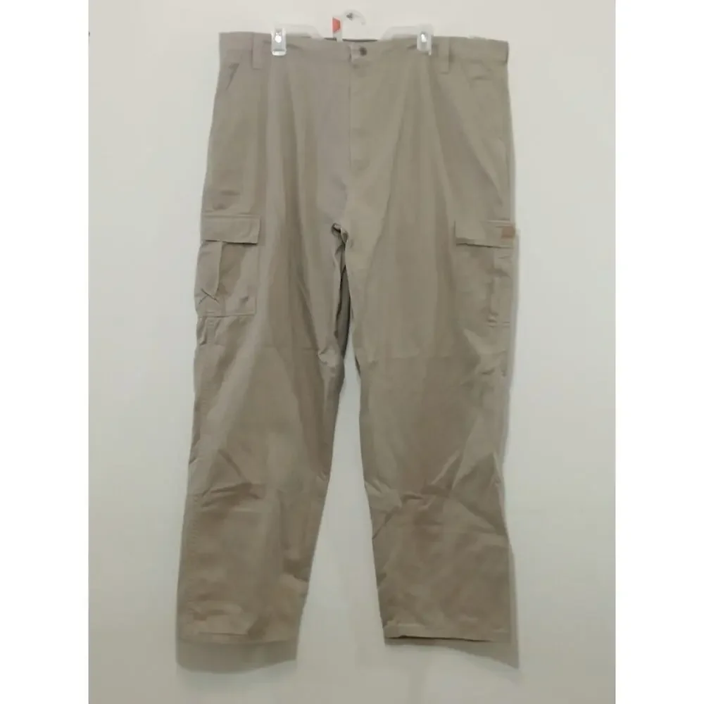 Wrangler Authentic Men’s Cargo Pants Khaki Relaxed Fit Flex Size 42x32